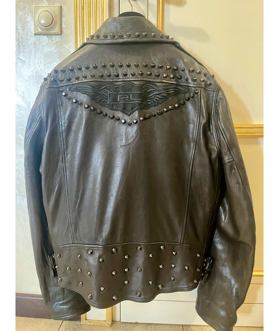 RALPH LAUREN Черная кожаная куртка, фото 2
