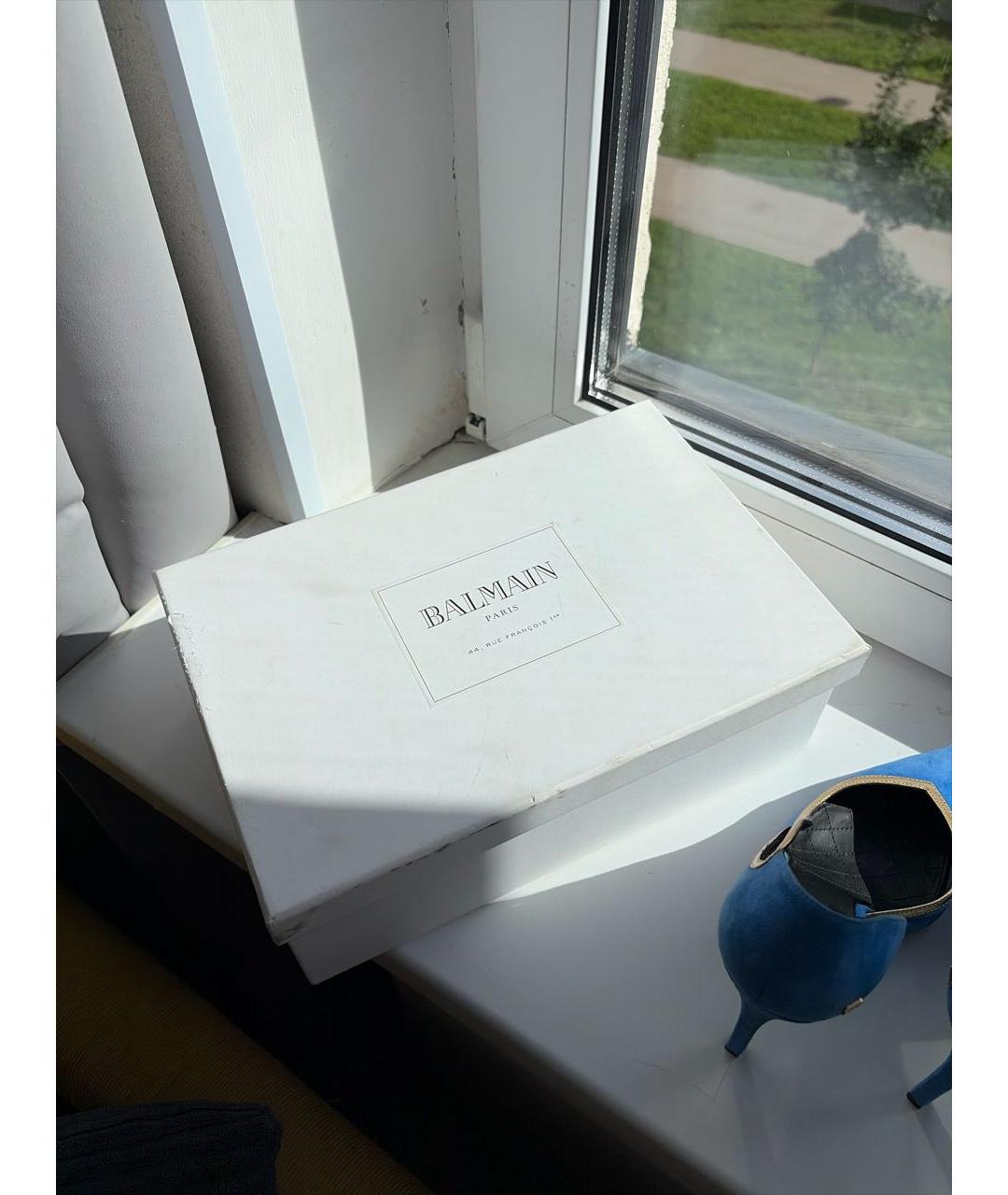 BALMAIN Синие кожаные туфли, фото 5