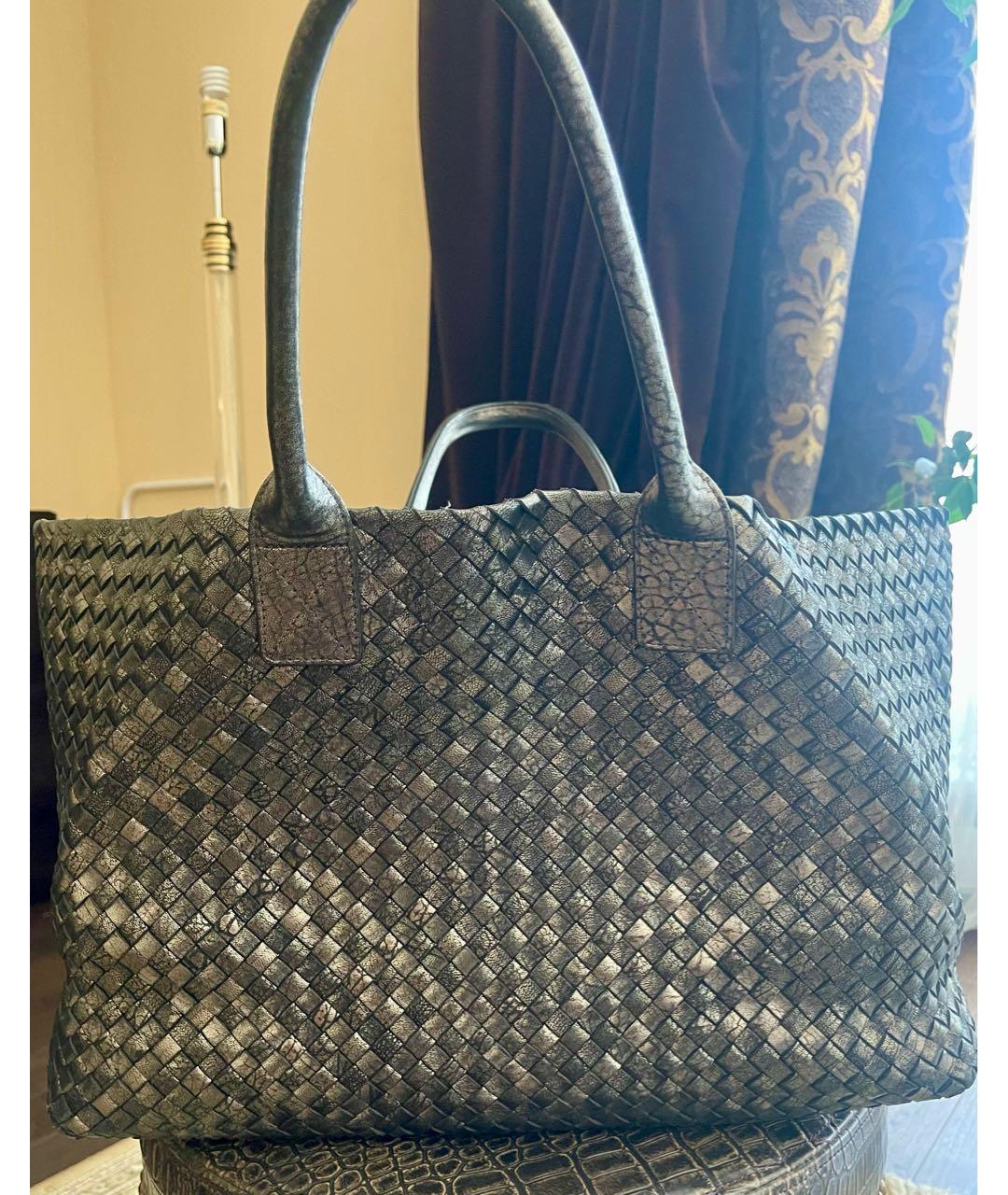 BOTTEGA VENETA Серая кожаная сумка тоут, фото 6