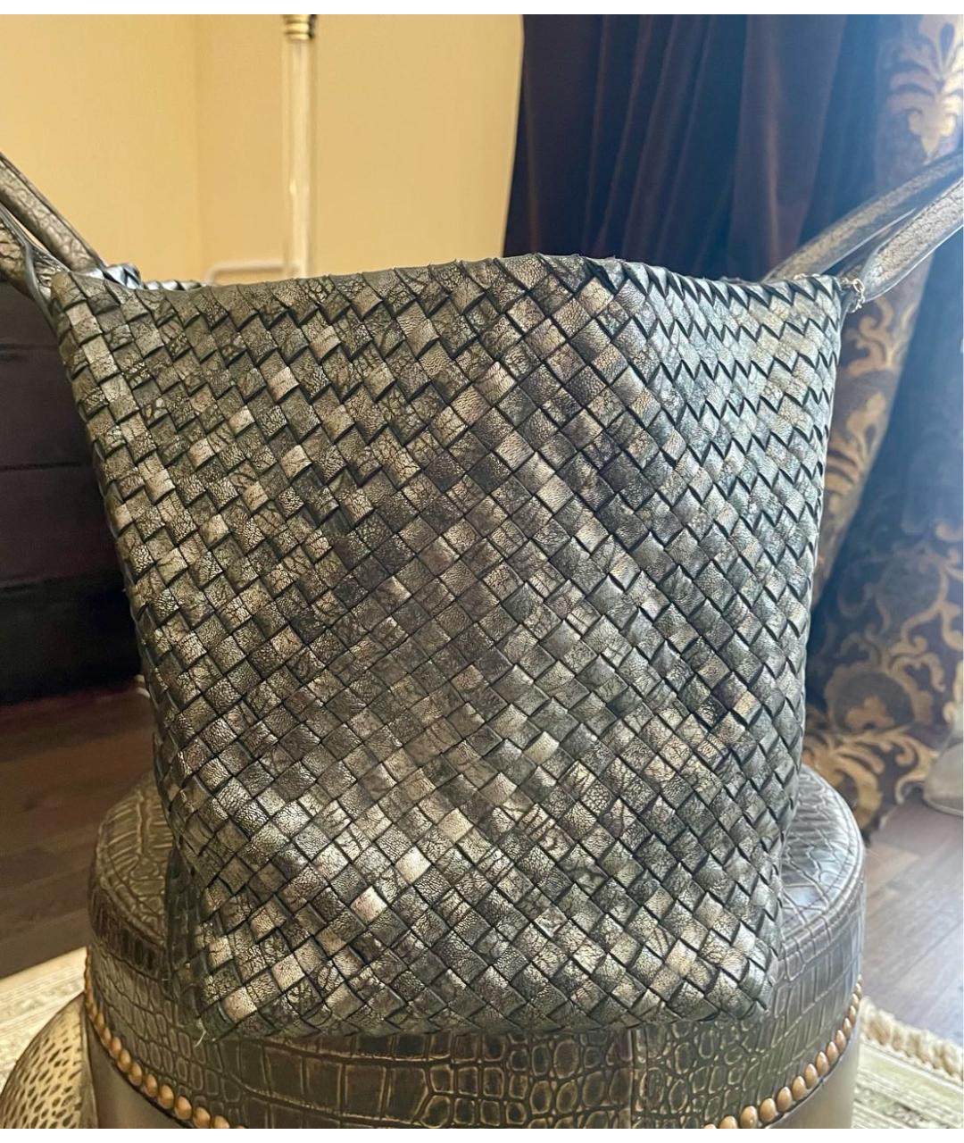 BOTTEGA VENETA Серая кожаная сумка тоут, фото 2