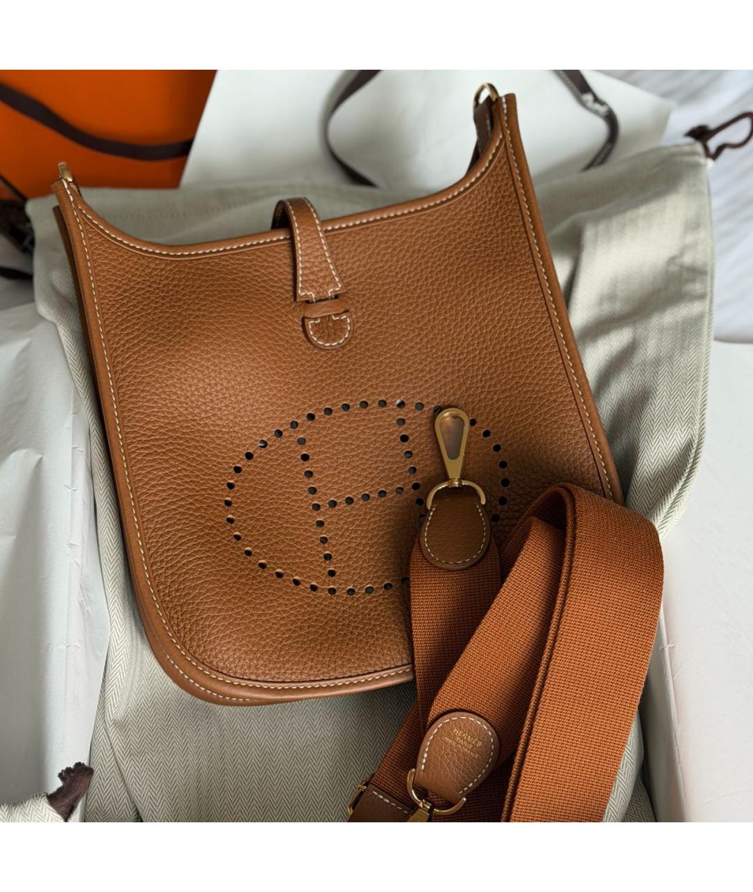 HERMES Коричневая кожаная сумка через плечо, фото 3