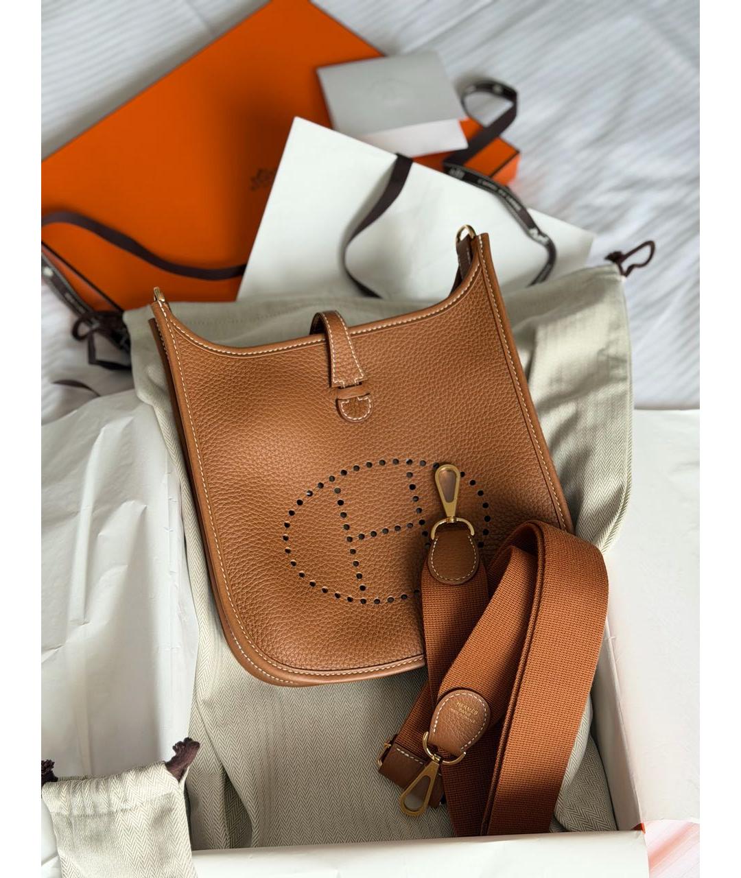 HERMES Коричневая кожаная сумка через плечо, фото 2