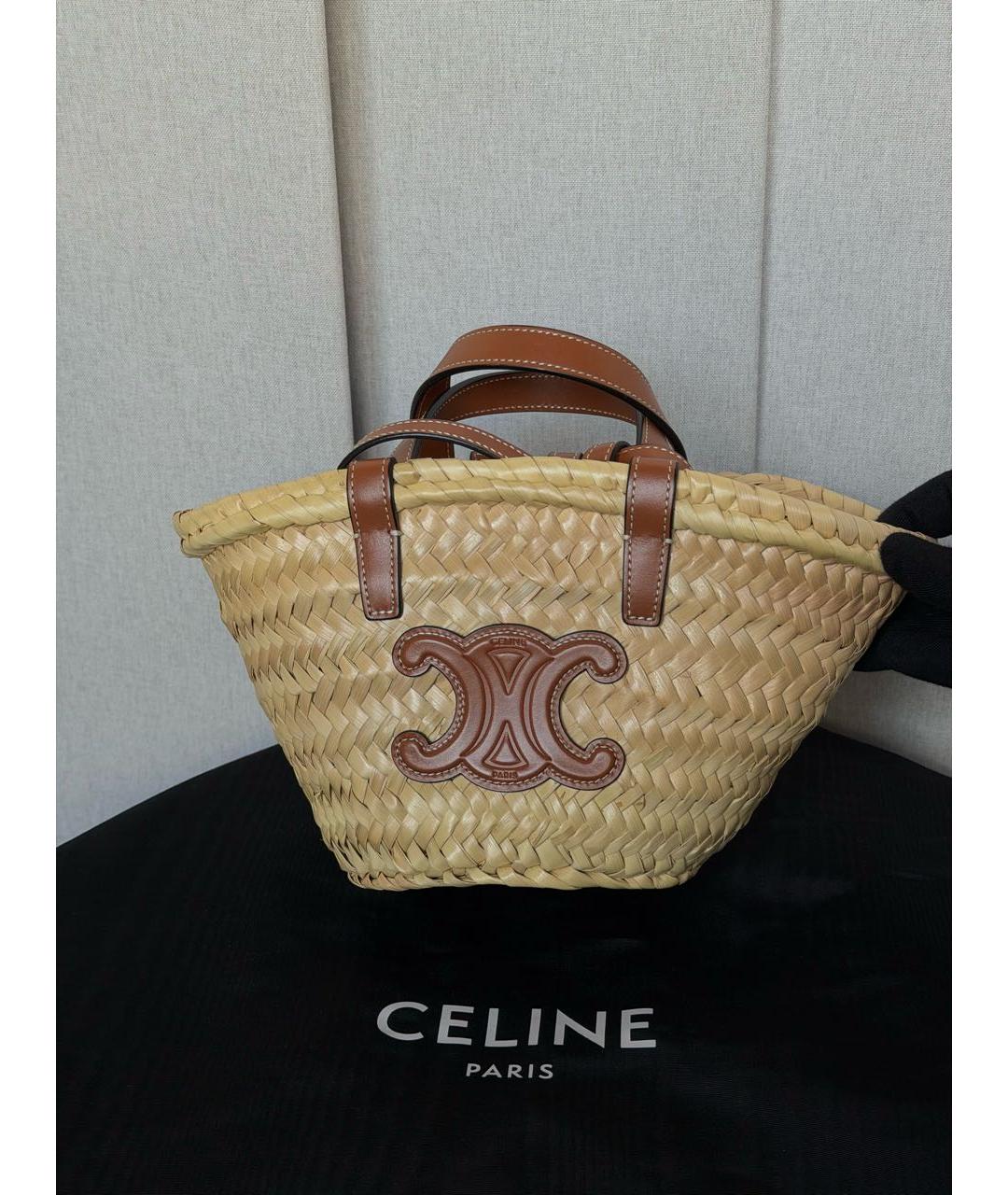 LOEWE Бежевая рафиевая пляжная сумка, фото 2