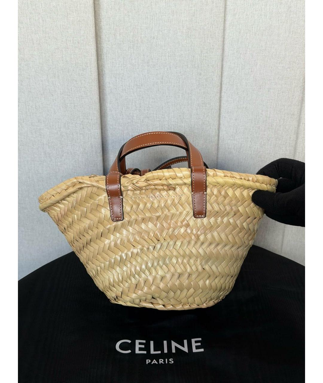 LOEWE Бежевая рафиевая пляжная сумка, фото 3