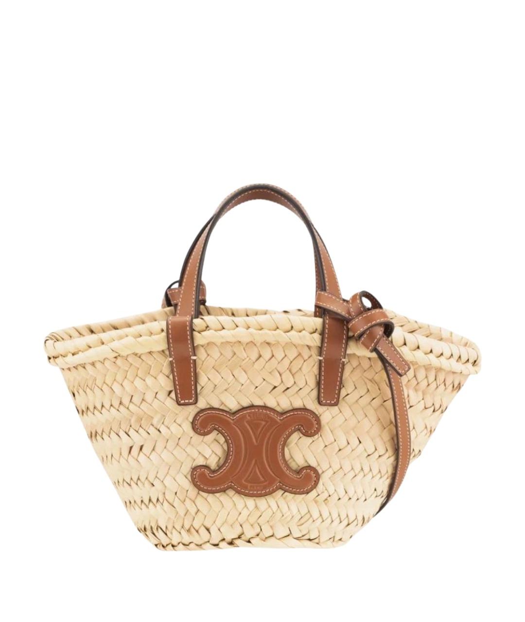 LOEWE Бежевая рафиевая пляжная сумка, фото 1
