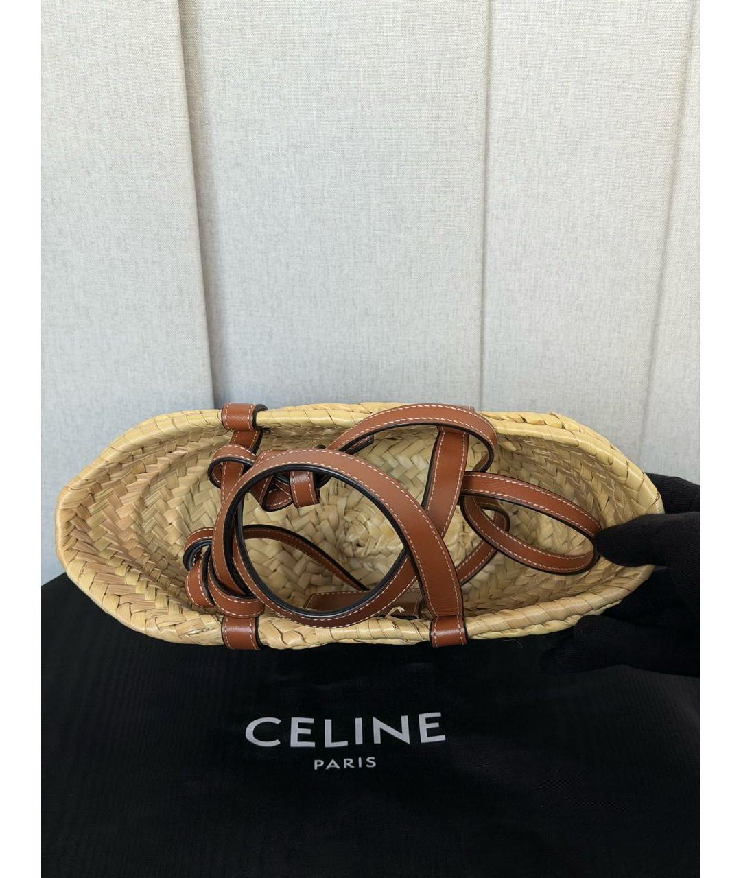 LOEWE Бежевая рафиевая пляжная сумка, фото 4