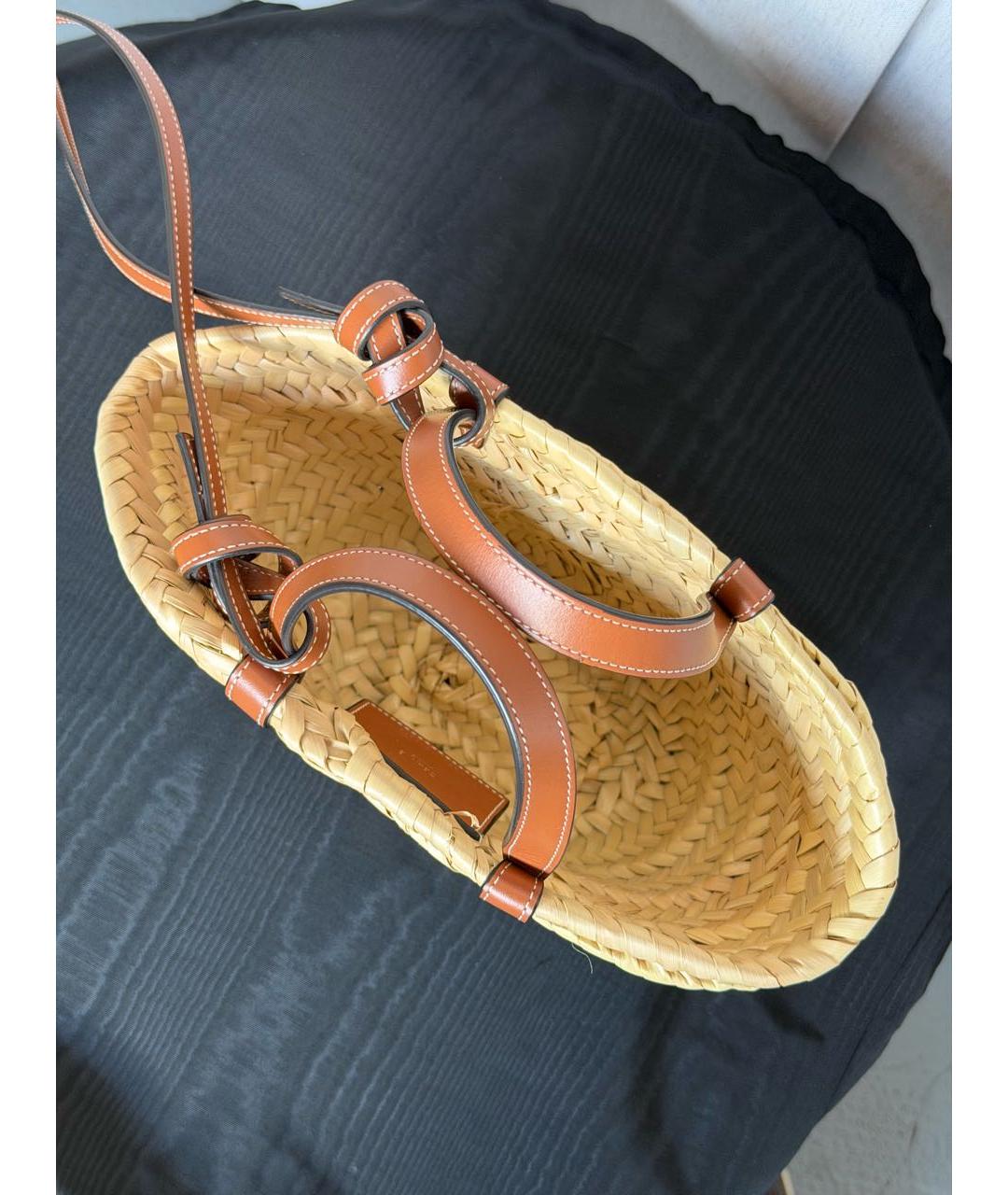 LOEWE Бежевая рафиевая пляжная сумка, фото 6