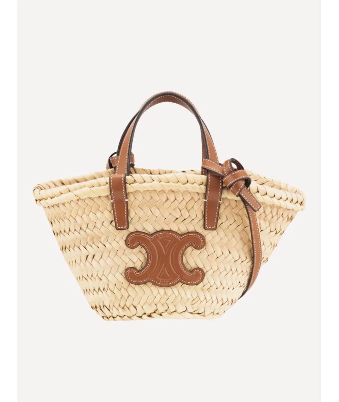 LOEWE Бежевая рафиевая пляжная сумка, фото 9