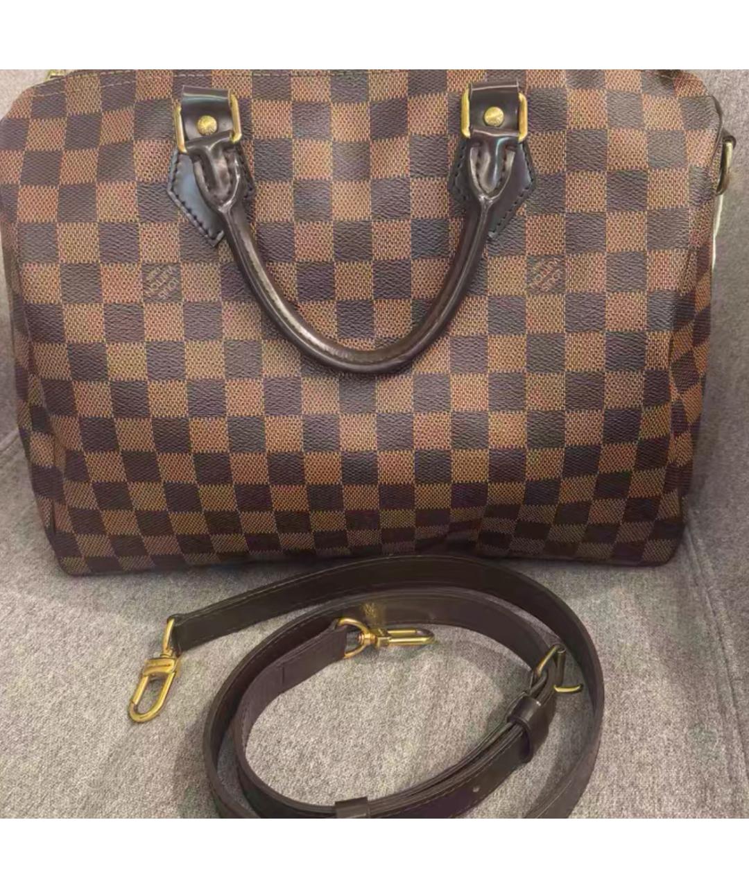 LOUIS VUITTON Коричневая сумка с короткими ручками из канвы, фото 2