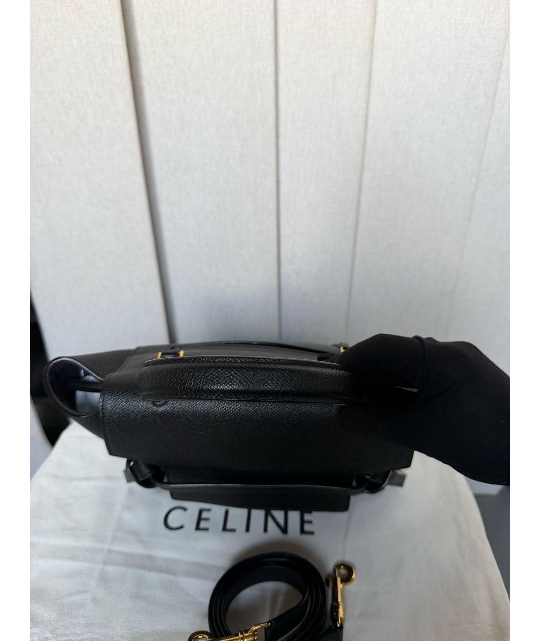 CELINE Черная кожаная сумка тоут, фото 5
