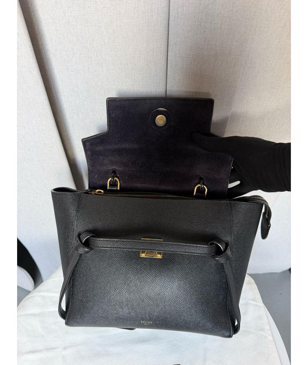CELINE Черная кожаная сумка тоут, фото 4