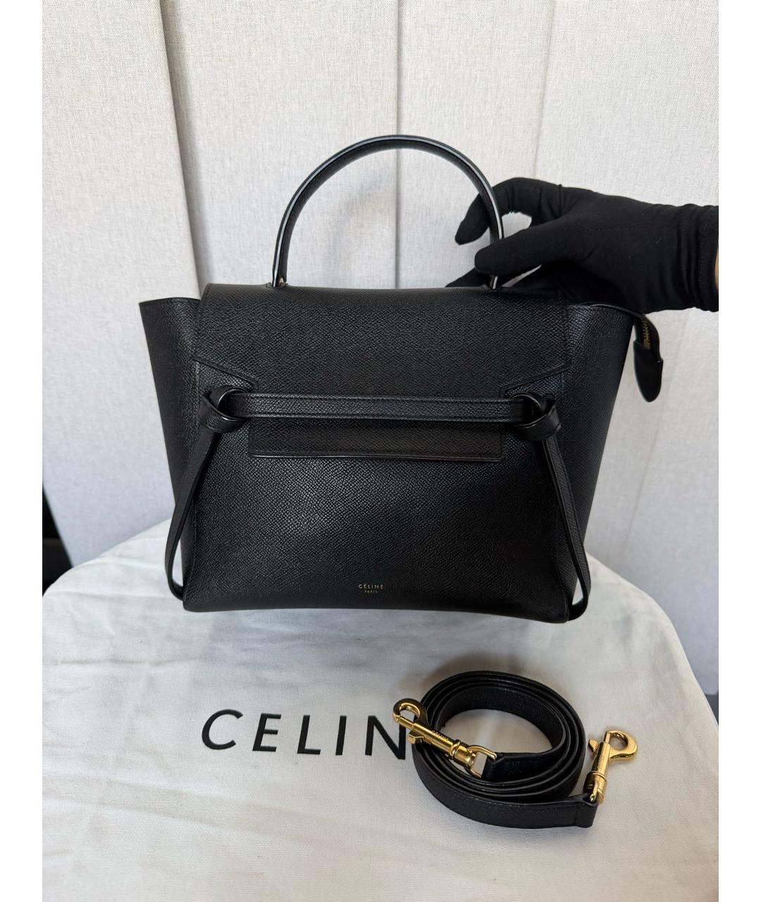 CELINE Черная кожаная сумка тоут, фото 2