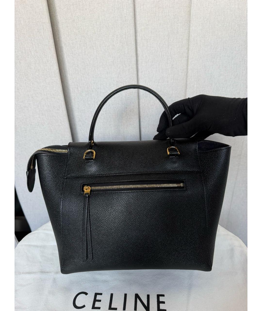 CELINE Черная кожаная сумка тоут, фото 3