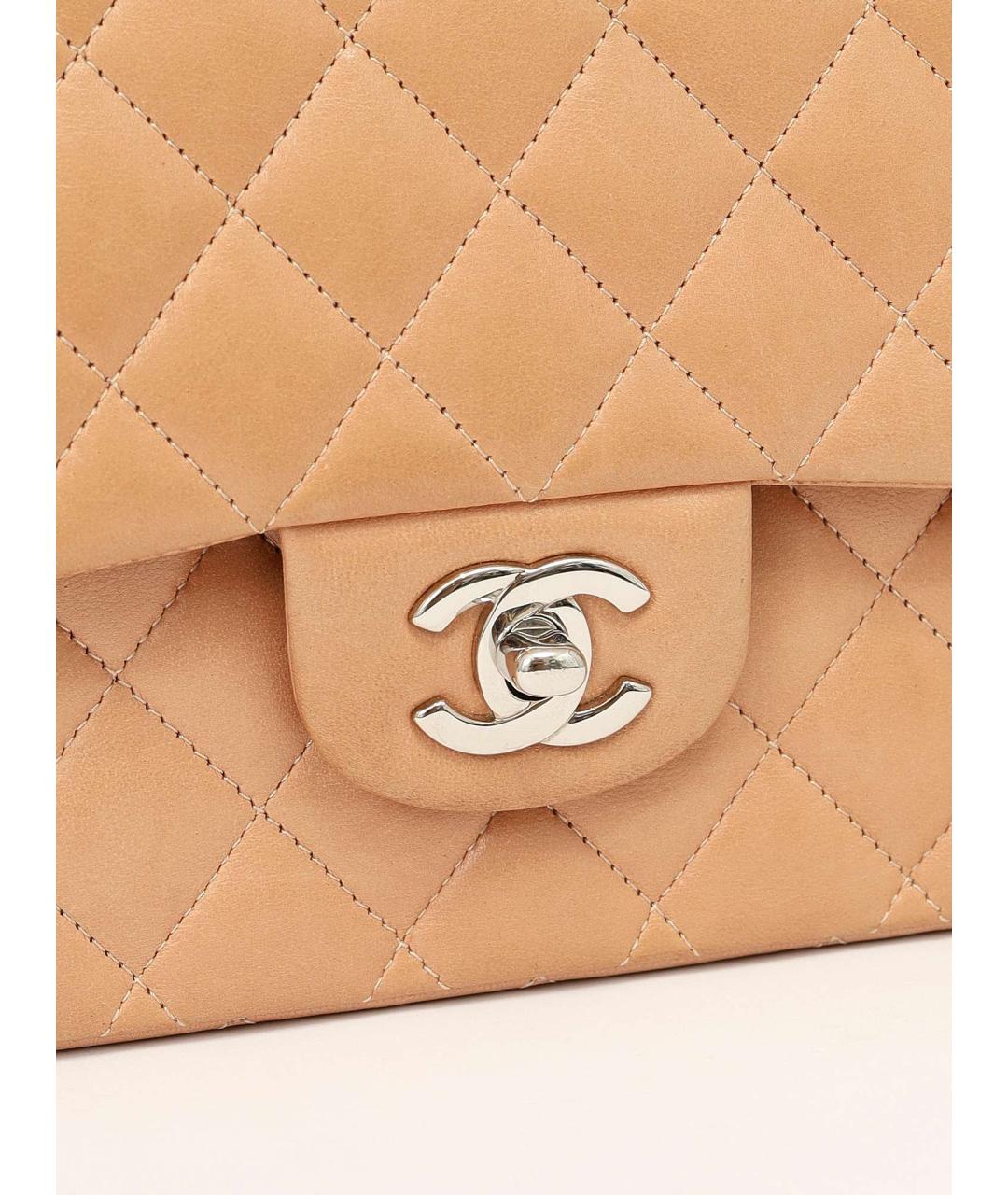 CHANEL Бежевая кожаная сумка через плечо, фото 6