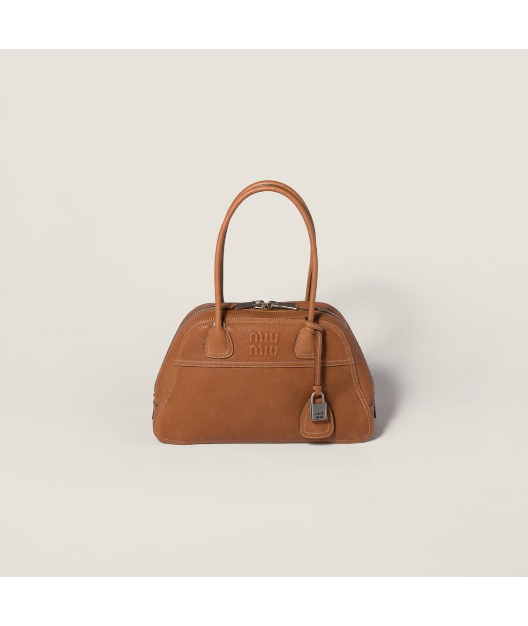 MIU MIU Коричневая кожаная сумка с короткими ручками, фото 8