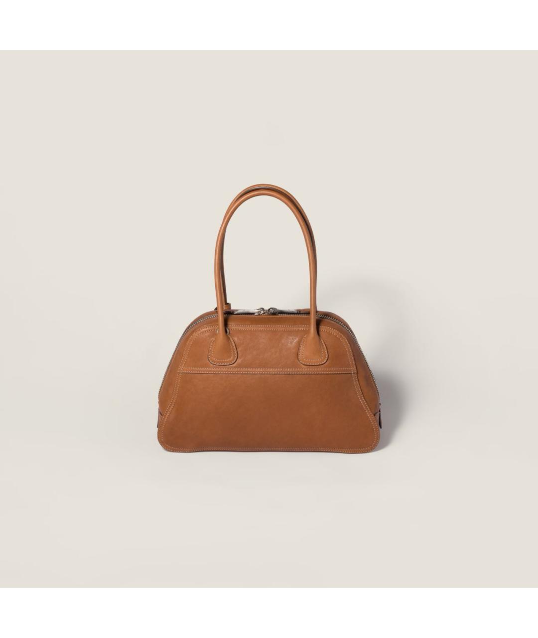 MIU MIU Коричневая кожаная сумка с короткими ручками, фото 4