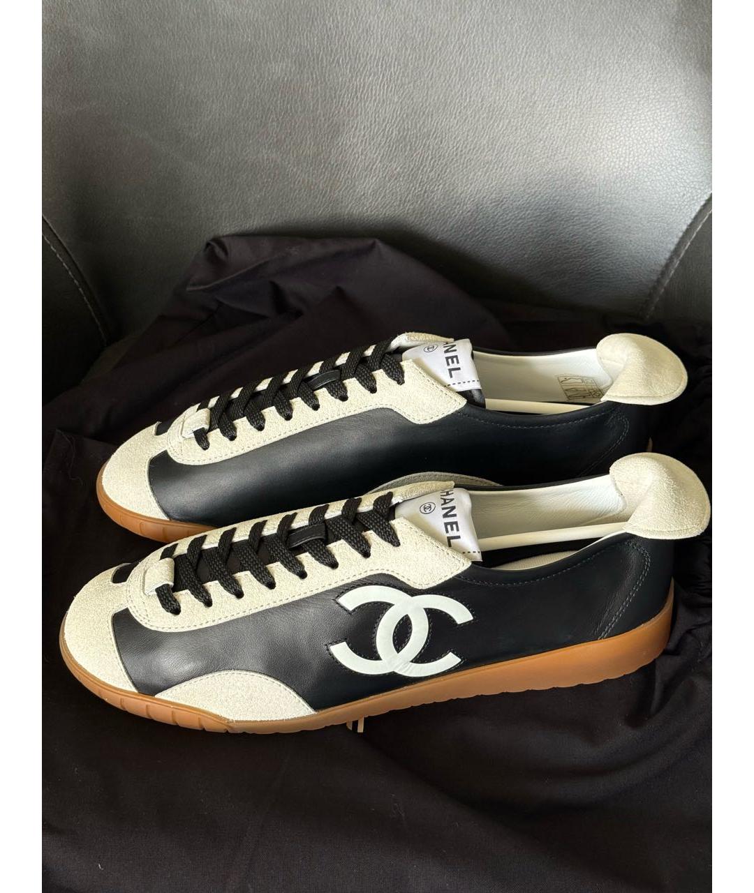 CHANEL Черные кожаные кеды, фото 3