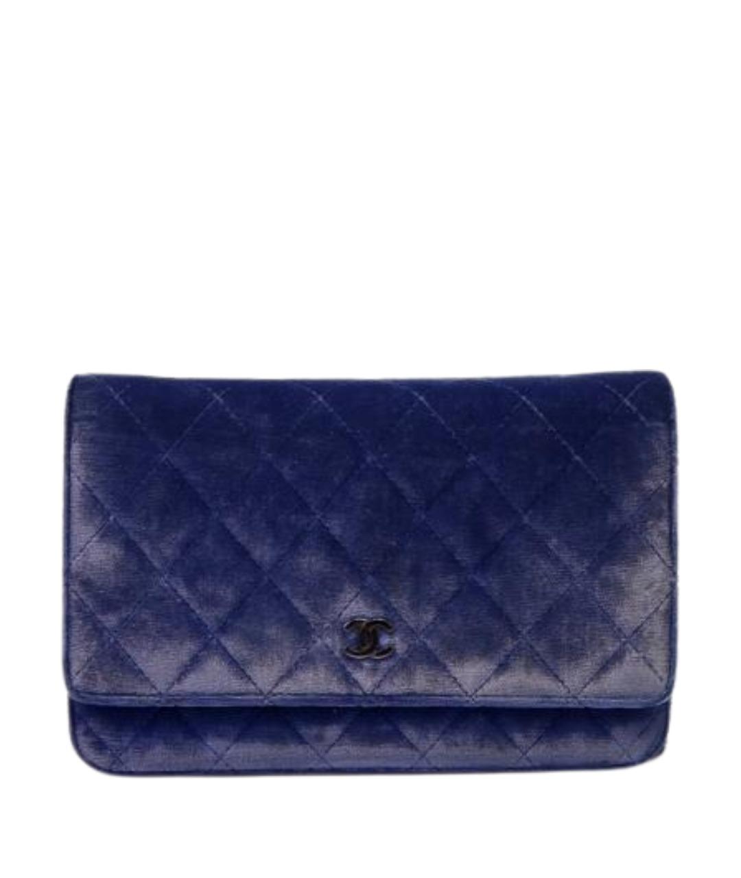 CHANEL Синяя бархатная сумка через плечо, фото 1