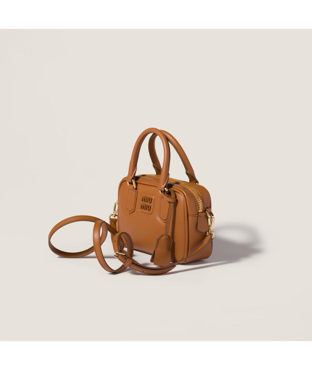 MIU MIU Коричневая кожаная сумка с короткими ручками, фото 2