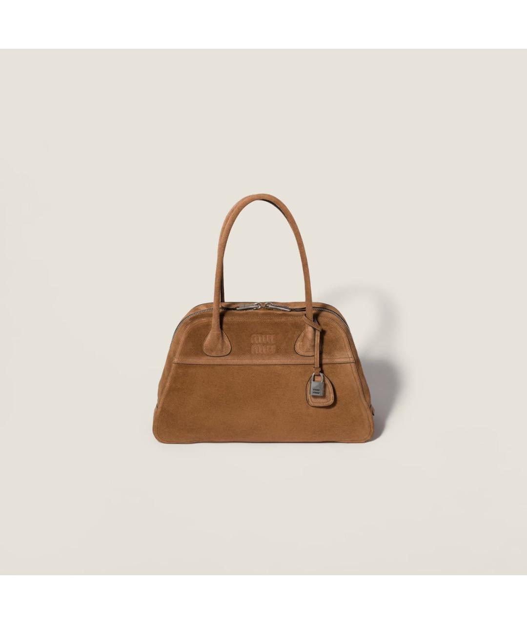 MIU MIU Коричневая кожаная сумка с короткими ручками, фото 6