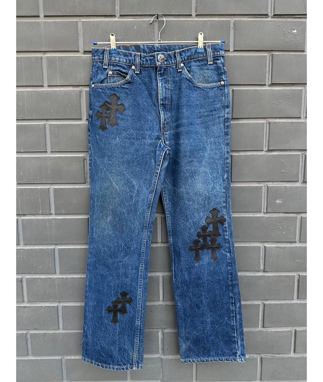 CHROME HEARTS Синие хлопковые прямые джинсы, фото 7
