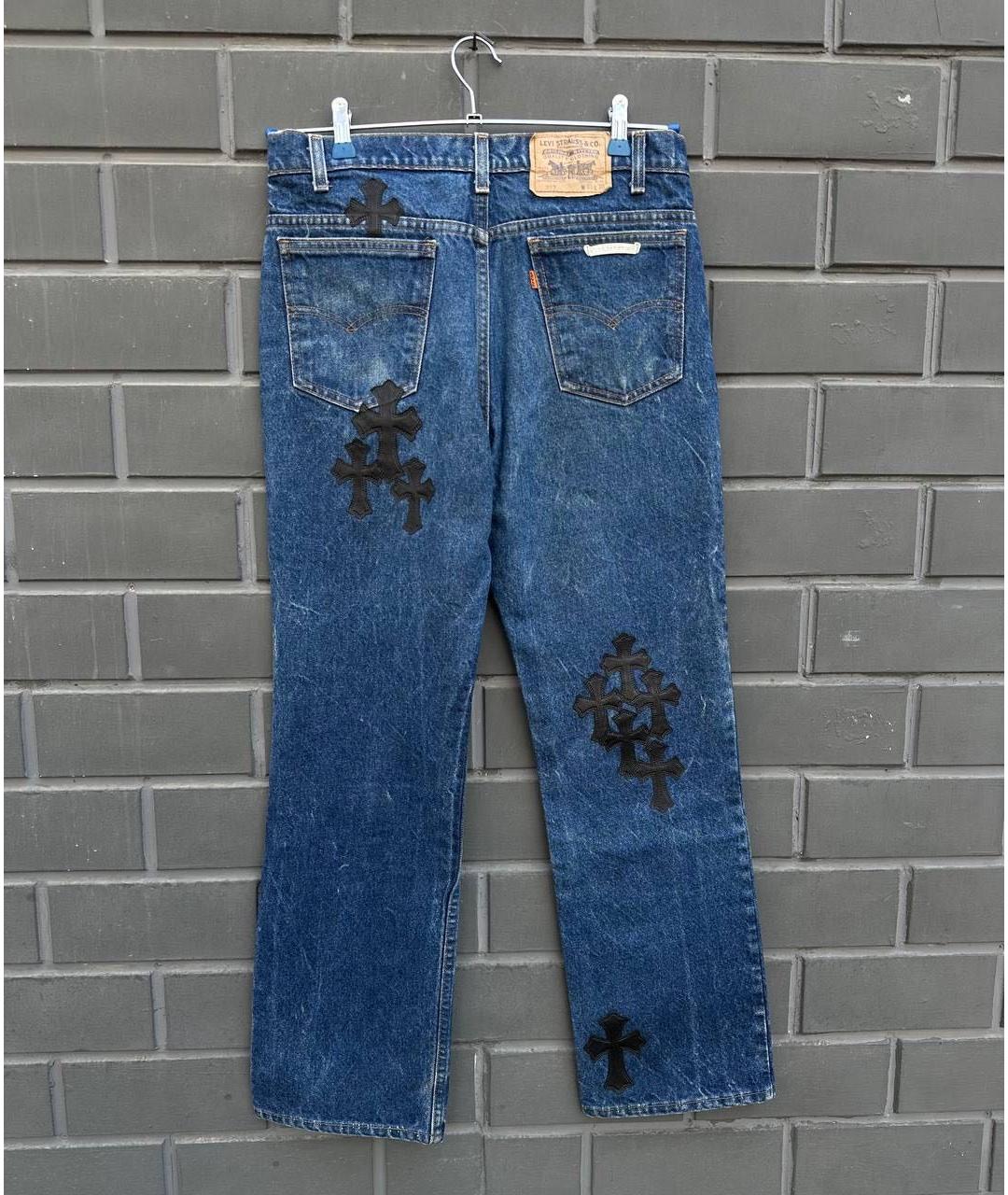 CHROME HEARTS Синие хлопковые прямые джинсы, фото 2