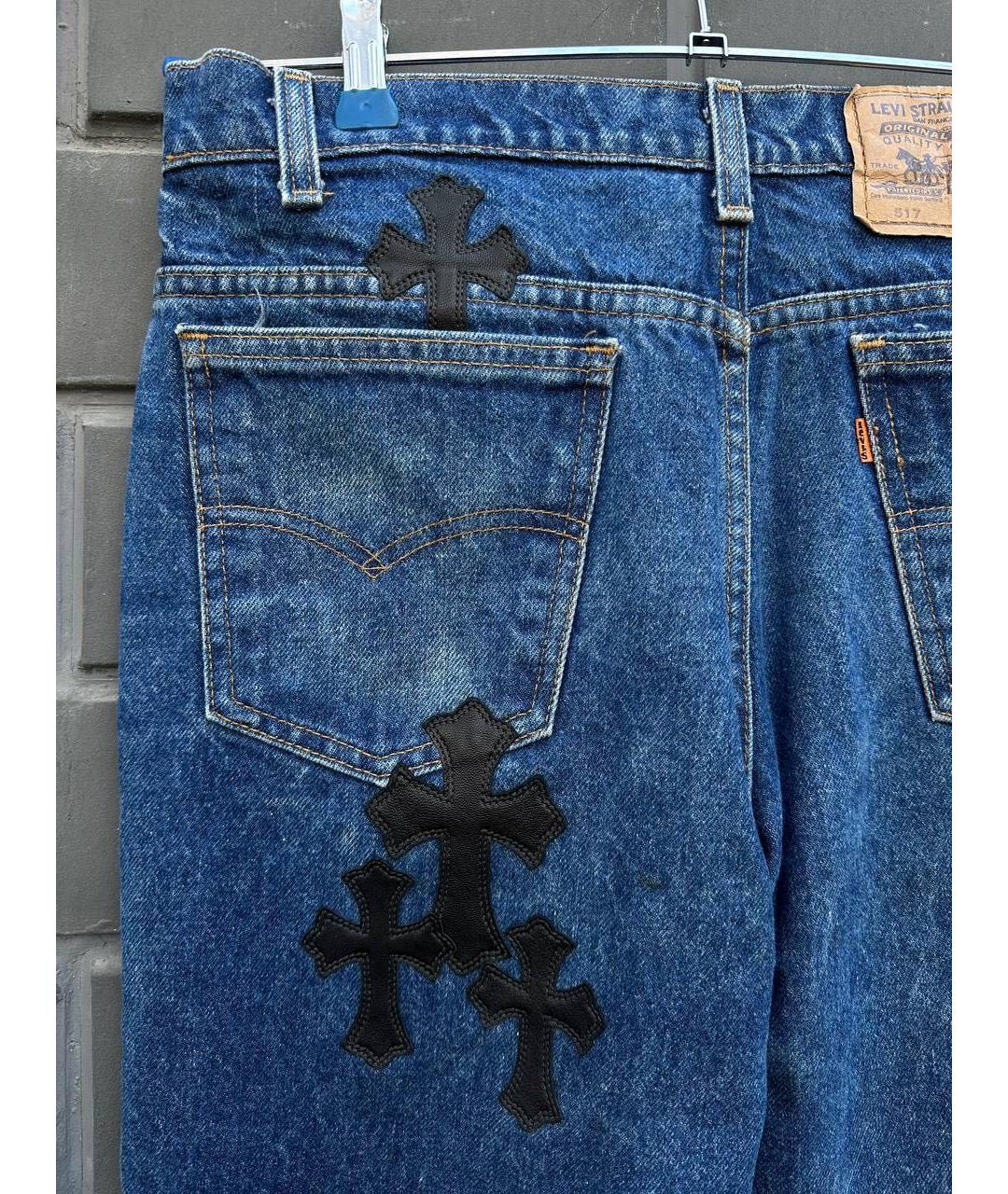 CHROME HEARTS Синие хлопковые прямые джинсы, фото 5