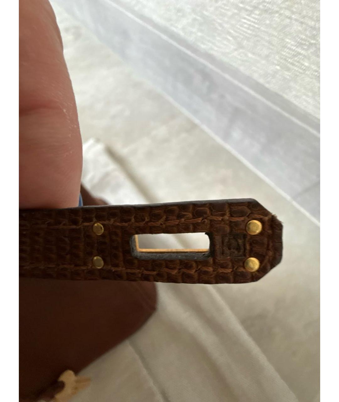 HERMES Коричневая сумка с короткими ручками из кожи ящерицы, фото 6