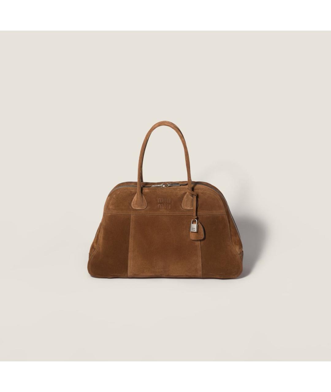 MIU MIU Коричневая кожаная сумка с короткими ручками, фото 6