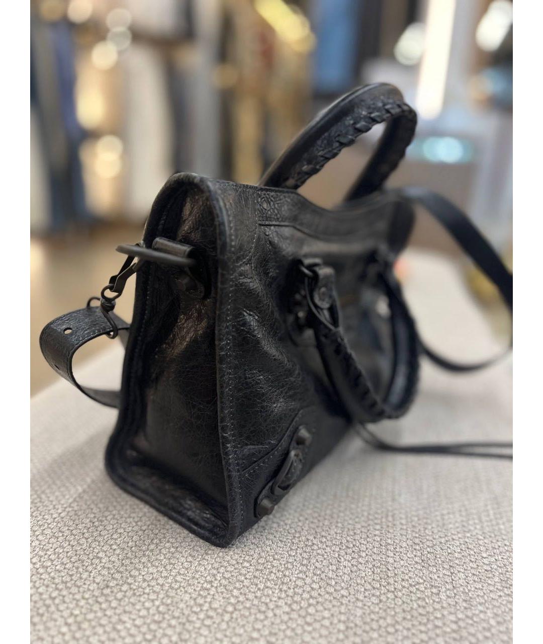 BALENCIAGA Черная кожаная сумка тоут, фото 3