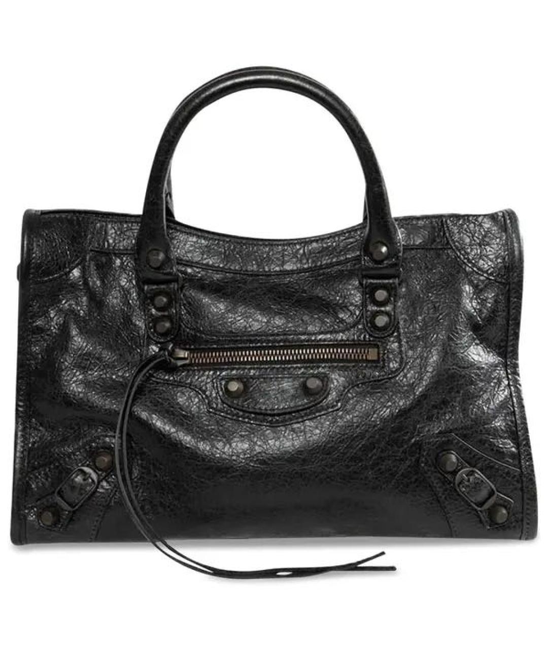 BALENCIAGA Черная кожаная сумка тоут, фото 1