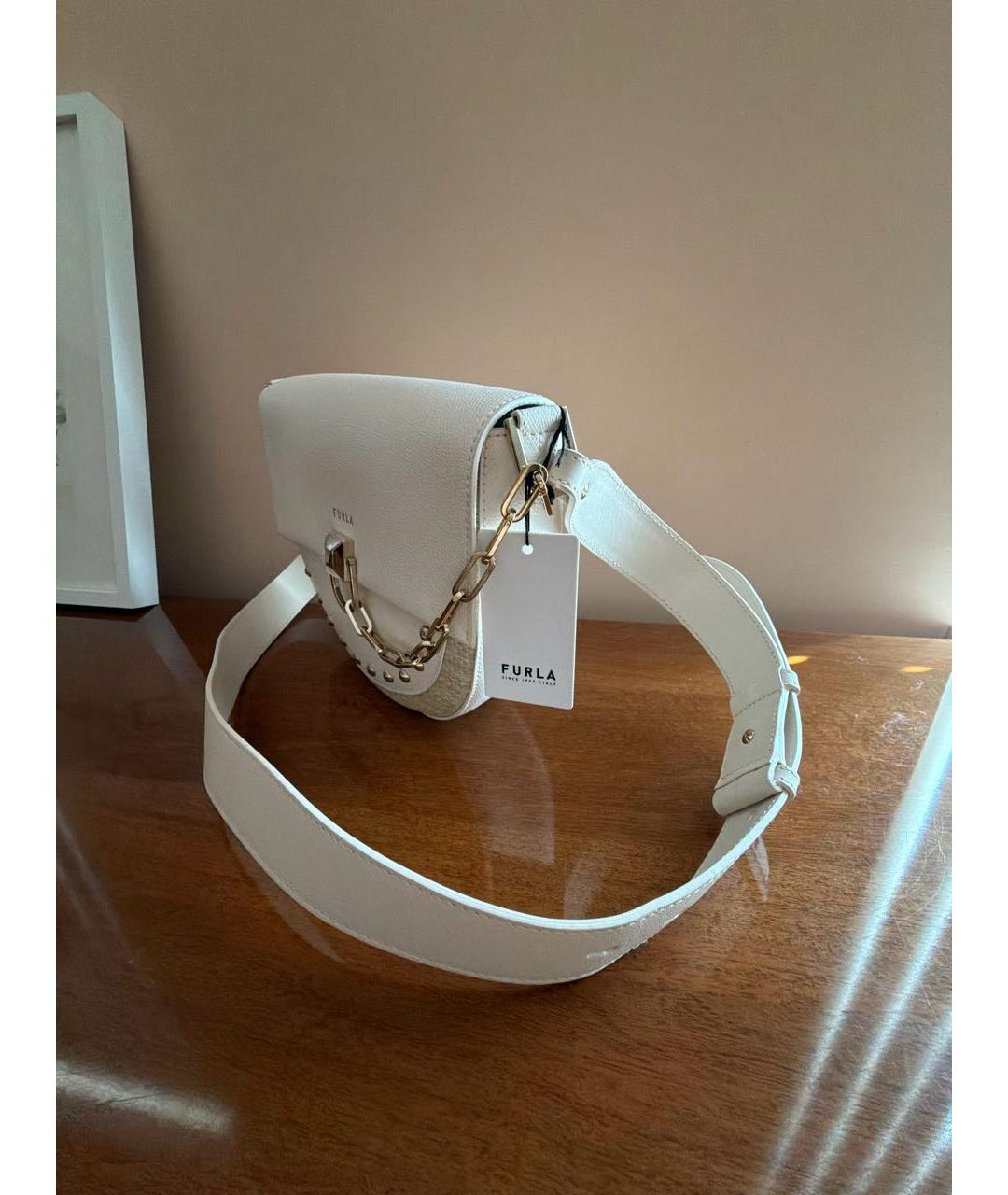 FURLA Бежевая кожаная сумка через плечо, фото 2