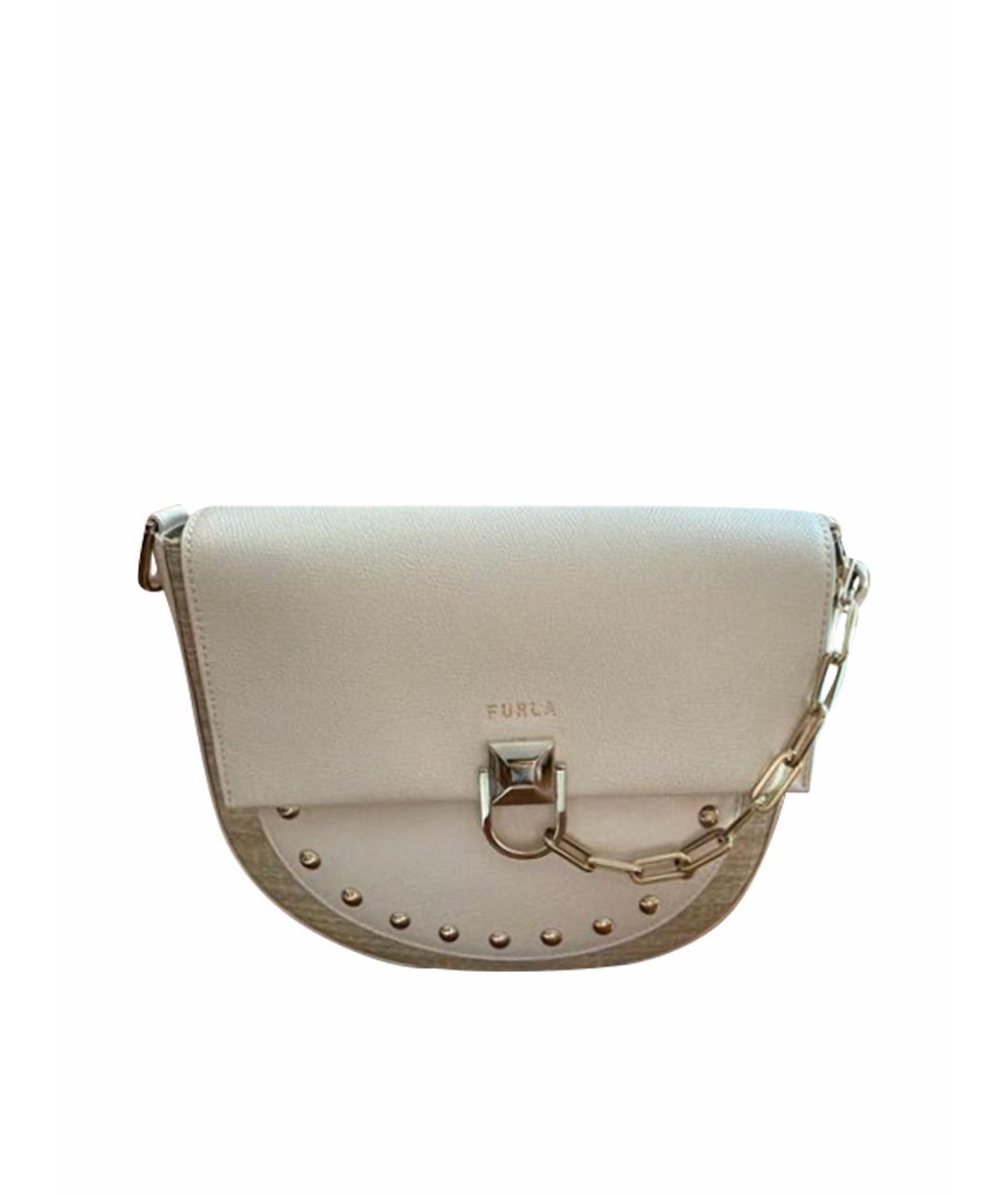 FURLA Бежевая кожаная сумка через плечо, фото 1