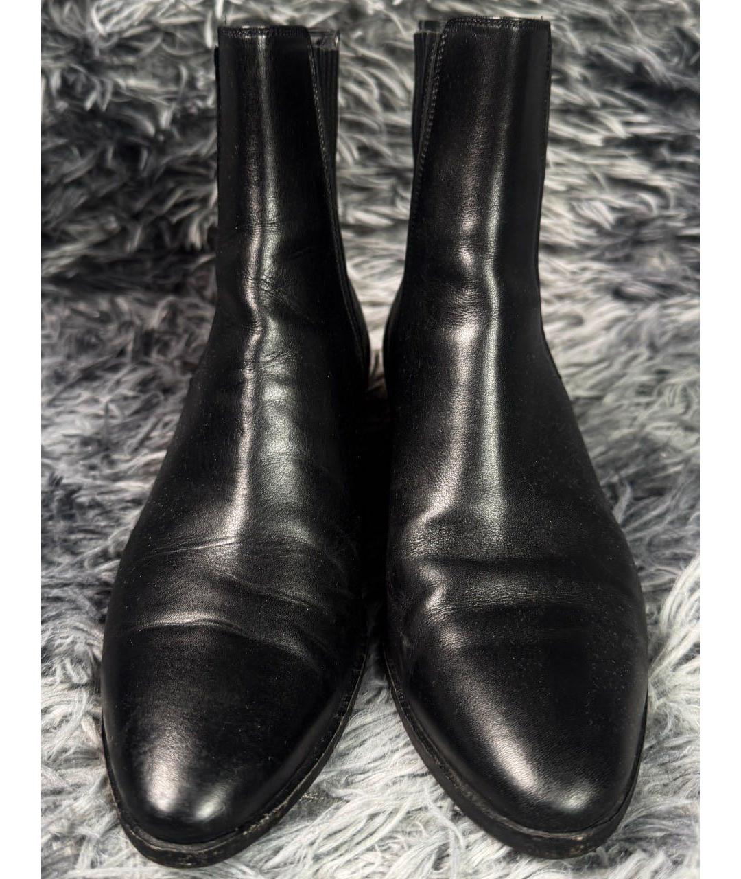 SAINT LAURENT Черные кожаные ботинки, фото 2