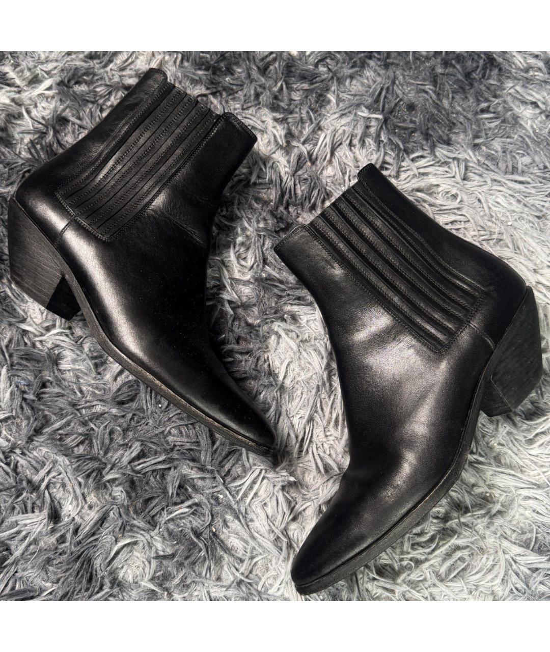 SAINT LAURENT Черные кожаные ботинки, фото 4