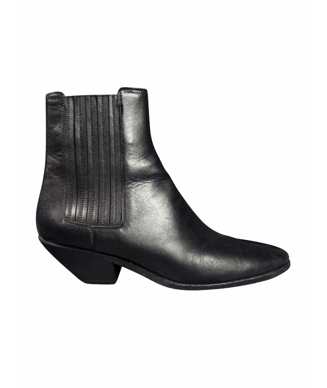 SAINT LAURENT Черные кожаные ботинки, фото 1