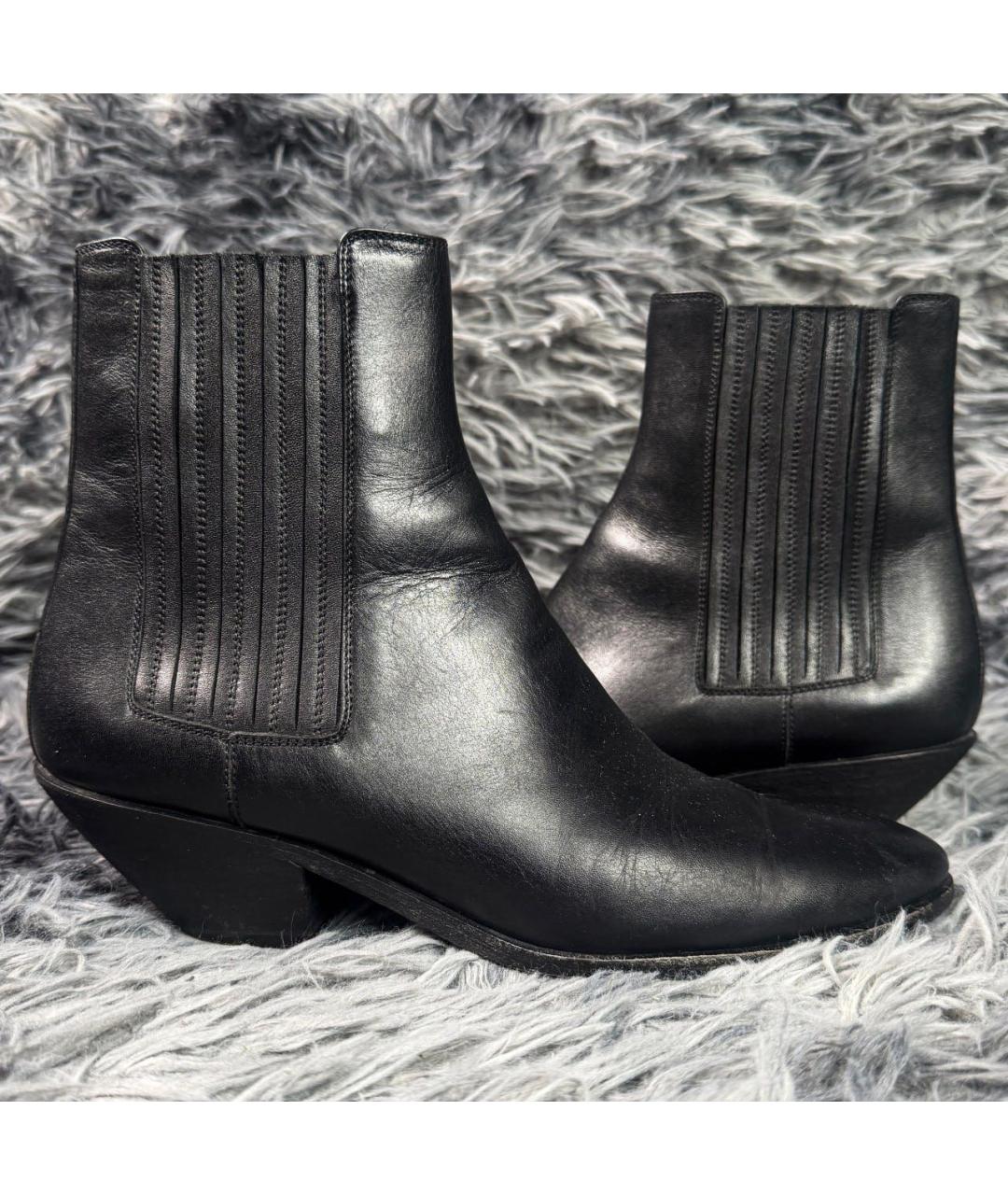 SAINT LAURENT Черные кожаные ботинки, фото 8