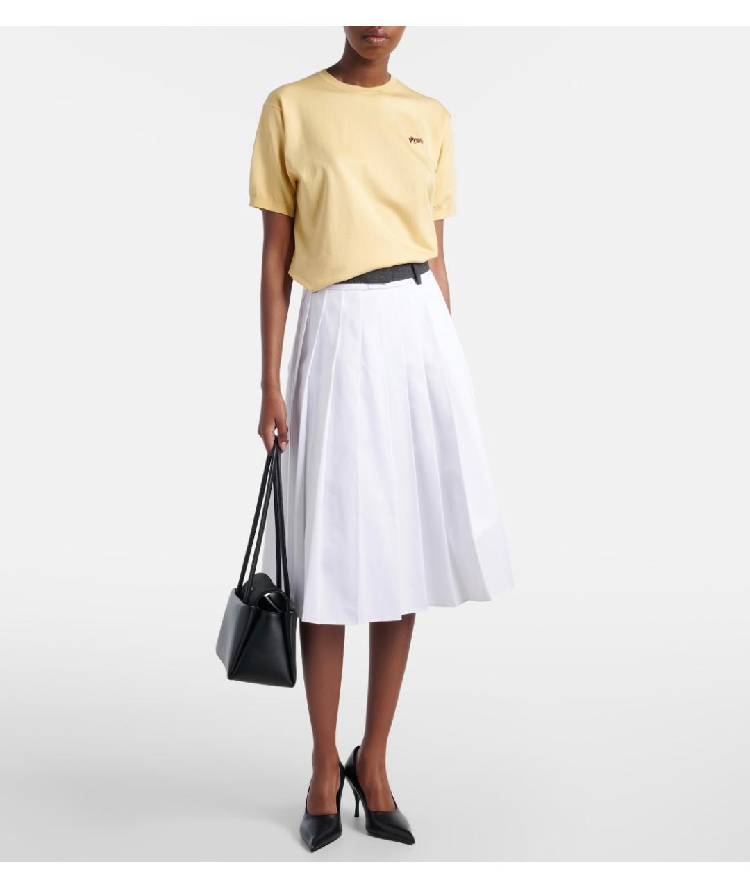 PRADA Желтая шелковая футболка, фото 2