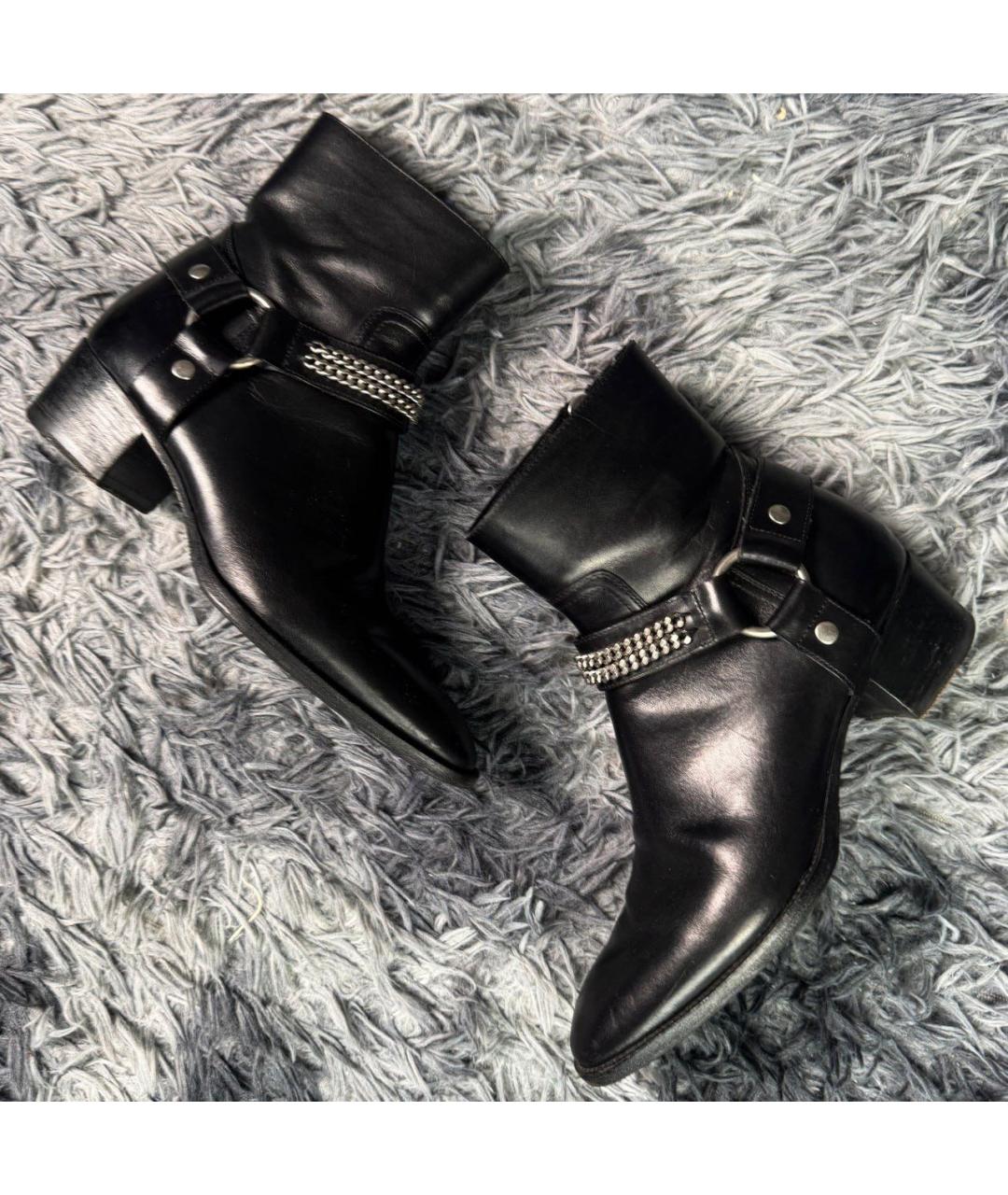 SAINT LAURENT Черные кожаные ботинки, фото 7