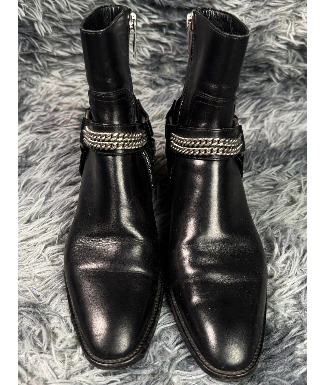 SAINT LAURENT Черные кожаные ботинки, фото 2
