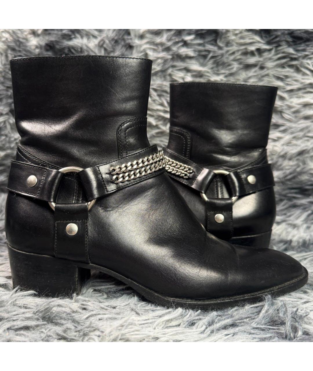 SAINT LAURENT Черные кожаные ботинки, фото 9