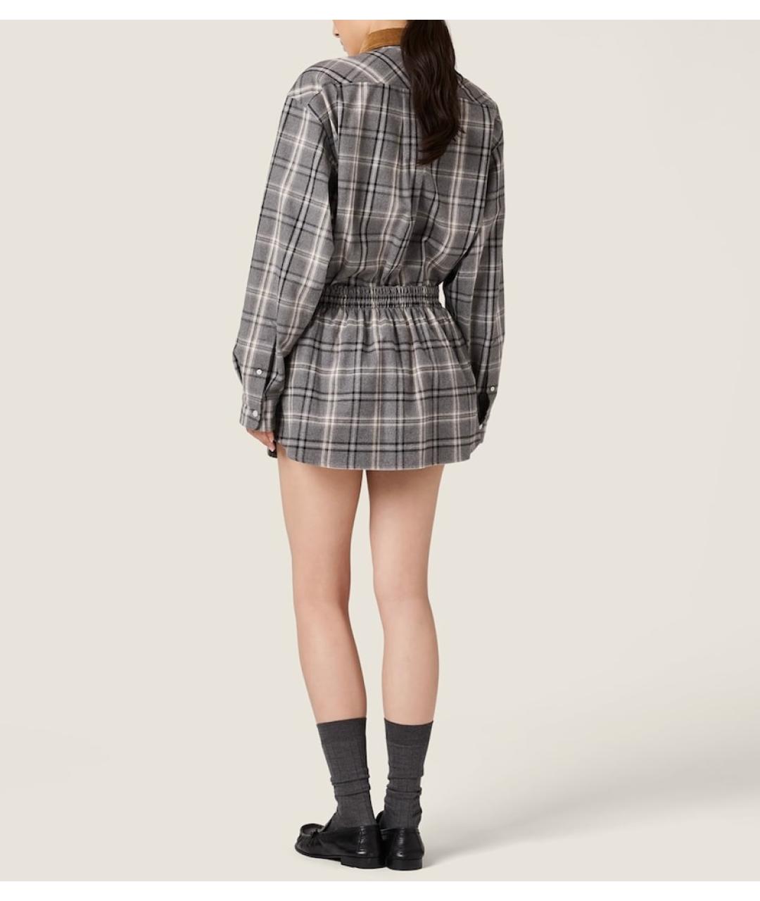 MIU MIU Серая хлопковая юбка мини, фото 3