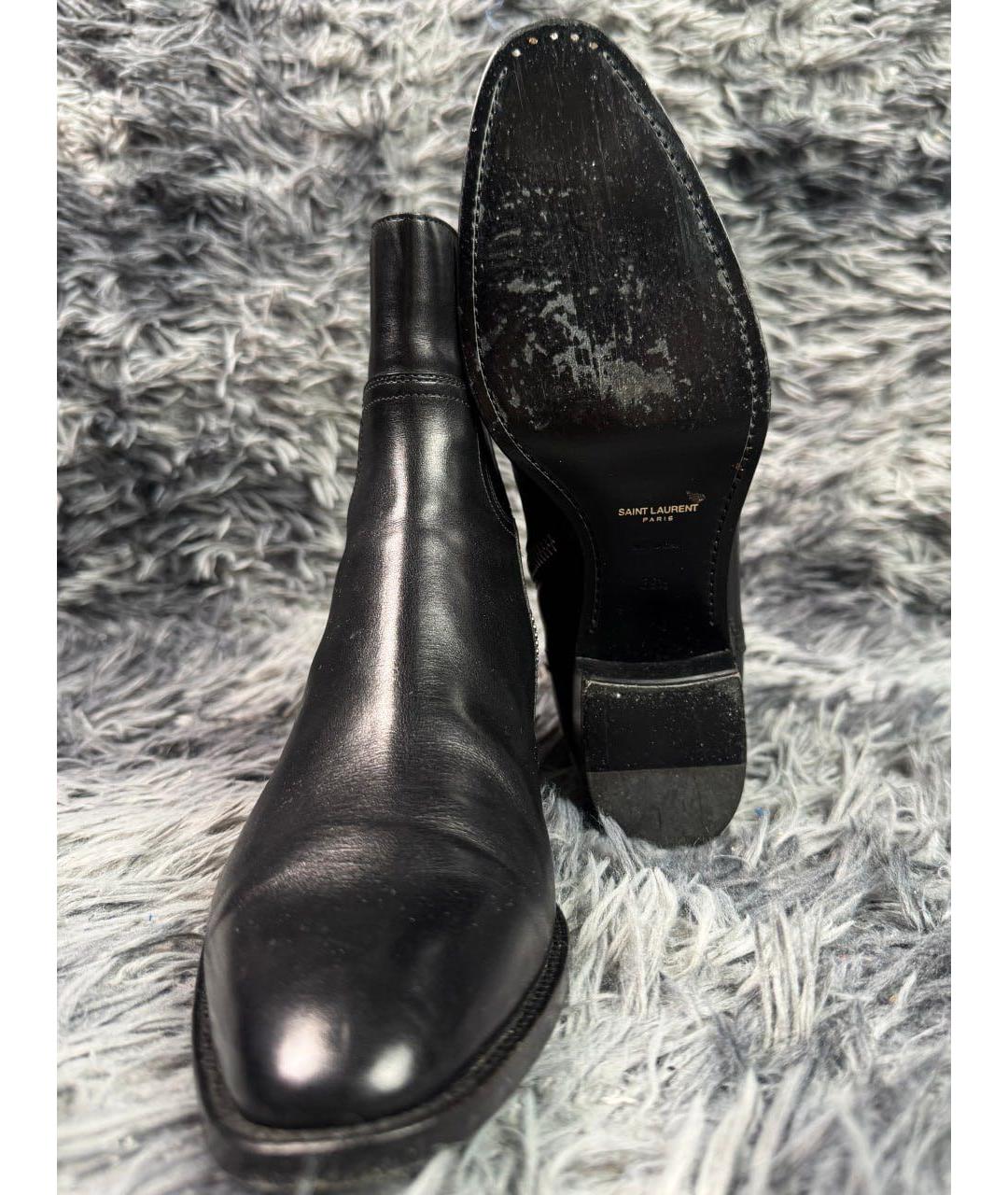 SAINT LAURENT Черные кожаные ботинки, фото 3