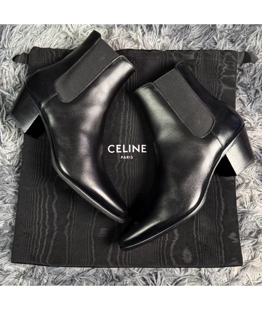 CELINE Черные кожаные высокие ботинки, фото 4