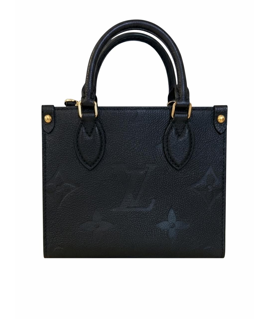 LOUIS VUITTON Черная кожаная сумка с короткими ручками, фото 1