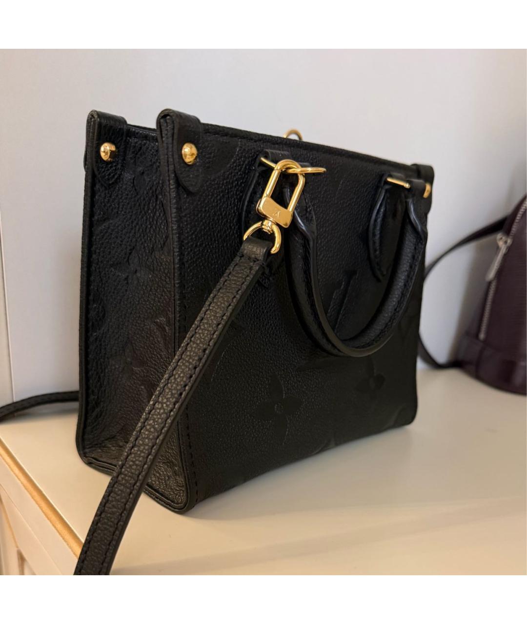 LOUIS VUITTON Черная кожаная сумка с короткими ручками, фото 2
