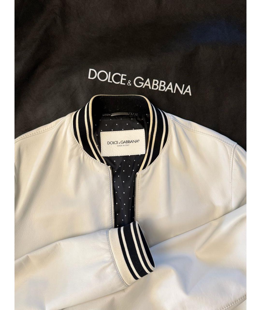 DOLCE&GABBANA Белая кожаная куртка, фото 4