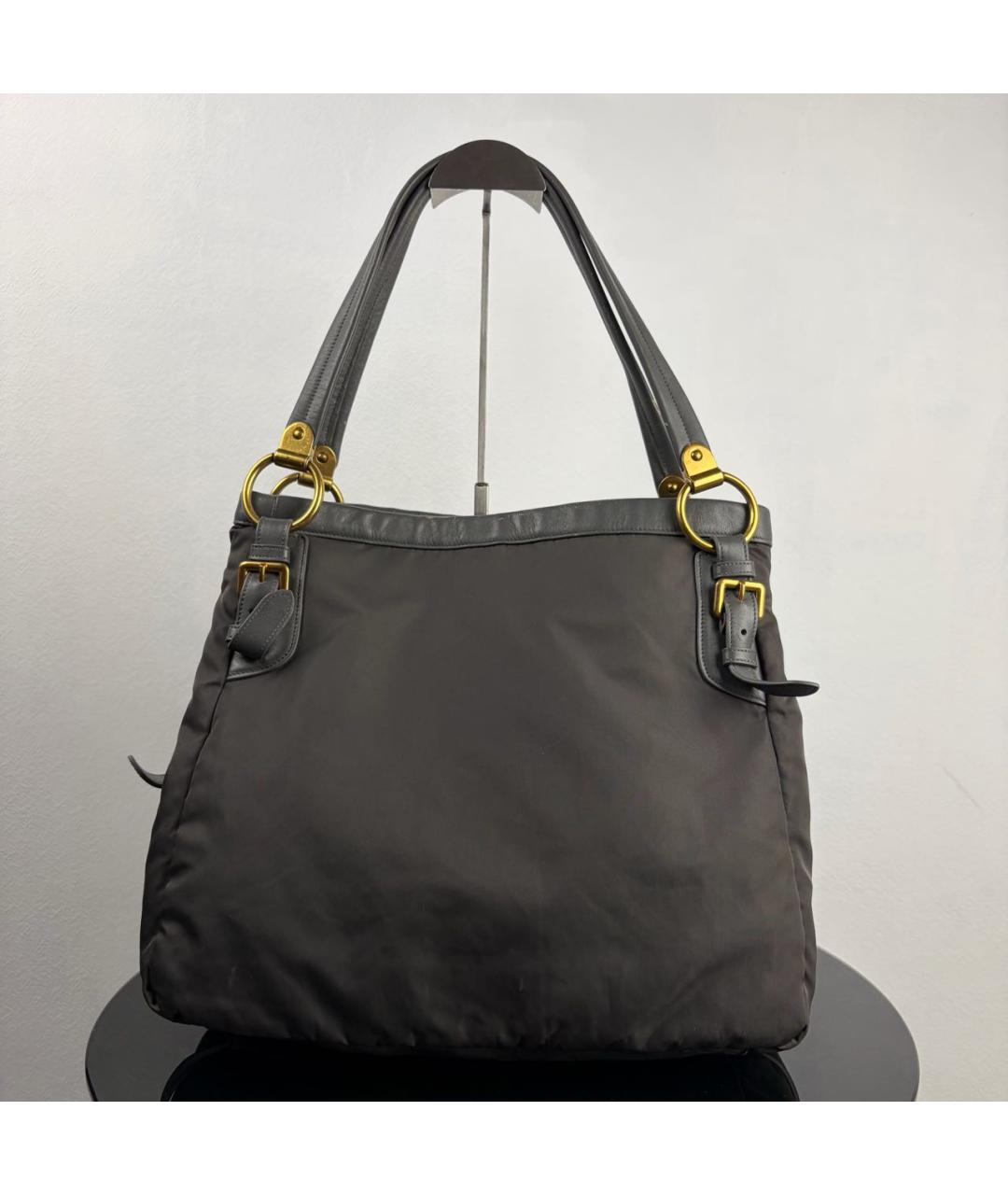 PRADA Антрацитовая нейлоновая сумка тоут, фото 3