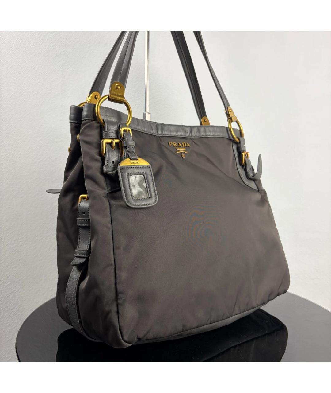 PRADA Антрацитовая нейлоновая сумка тоут, фото 2