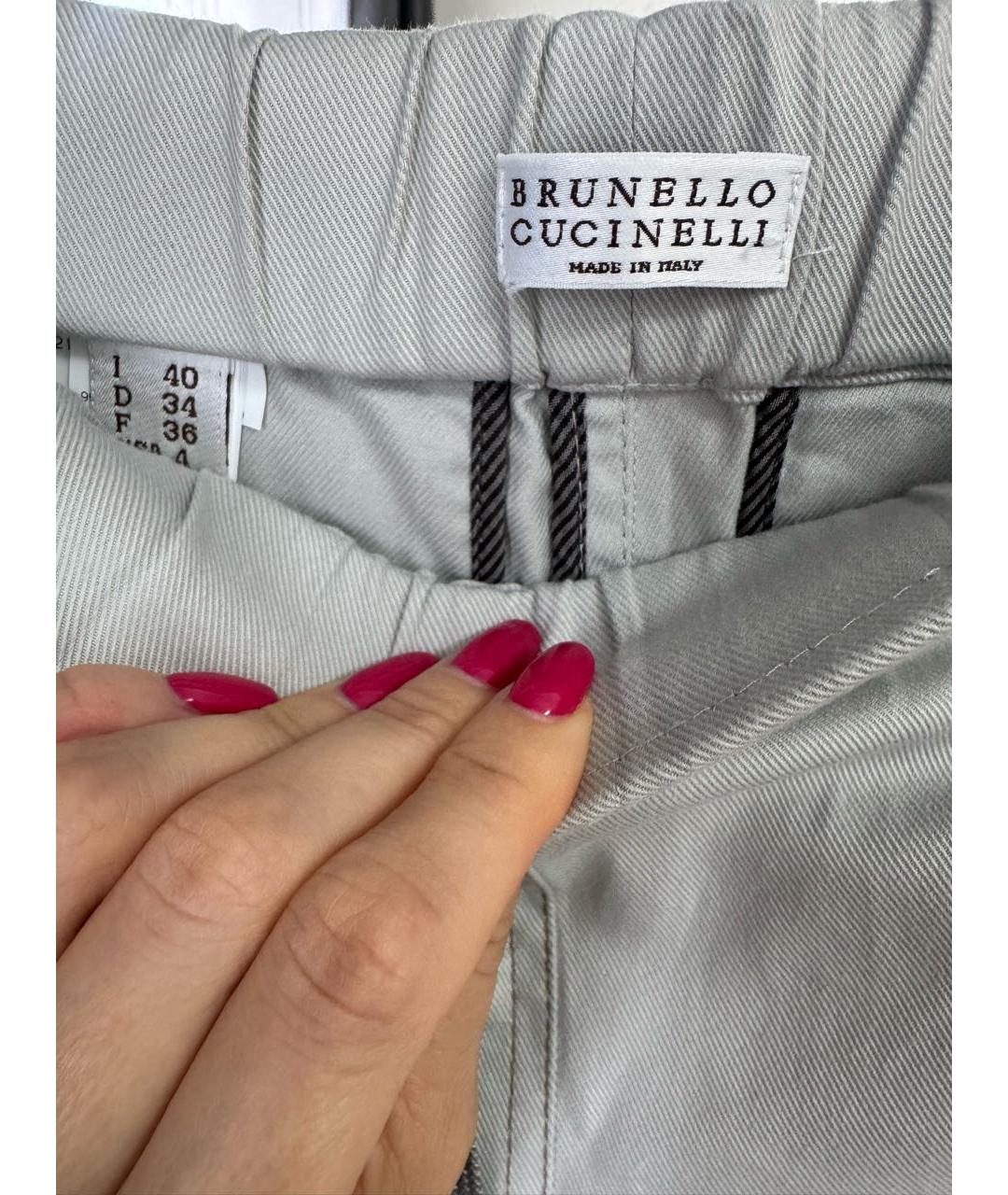 BRUNELLO CUCINELLI Серые хлопко-эластановые прямые джинсы, фото 3